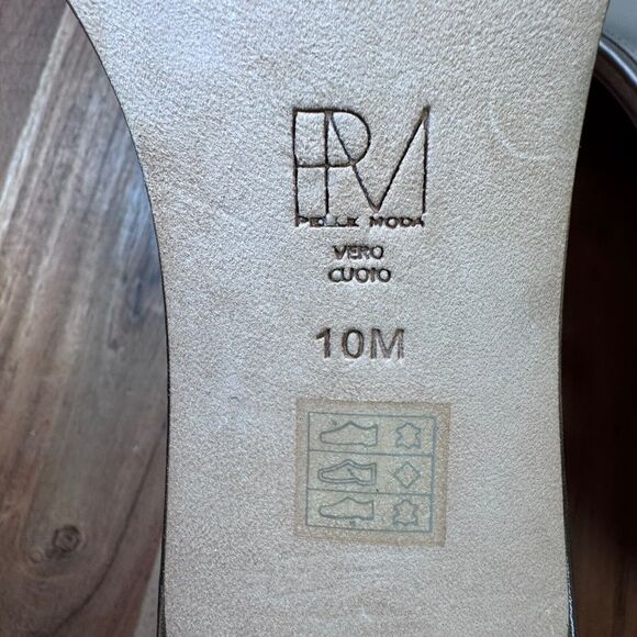 Pelle Moda Vero Cuoio Metallic Rhinestone Ankle Strap Kitten-Heel Size 10 - Picture 5 of 11